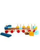 Mehrfarbiges Konstruktionsspiel Train aus Holz - 45 x 9,5 x 10 cm