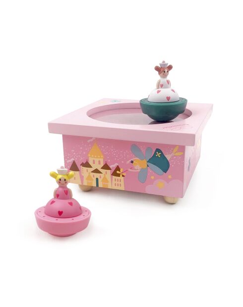 Boite à musique Dancing Sœurs Princesses rose - 11,5 x 11,5 x 8,5 cm