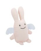 Bettdecke aus Baumwolle mit puderrosa Angel Rabbit Rassel - 18 x 3,5 x 17 cm