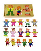 Veelkleurige berenfamiliepuzzels om aan te kleden - 29,7 x 13,9 x 4,5 cm