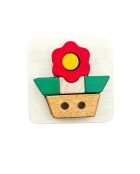 Puzzle 3D in legno fiore multicolore - 17 x 17 x 5 cm