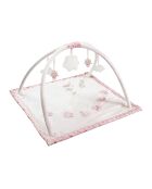 Tapis d'éveil musical carré Fleurs roses Mouton et Lapin rose - 90 x 90 cm