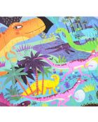 Mi maleta con forma de rompecabezas de dinosaurios multicolor - 70 x 40 x 0,3 cm