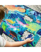 Mi maleta con forma de rompecabezas de dinosaurios multicolor - 70 x 40 x 0,3 cm