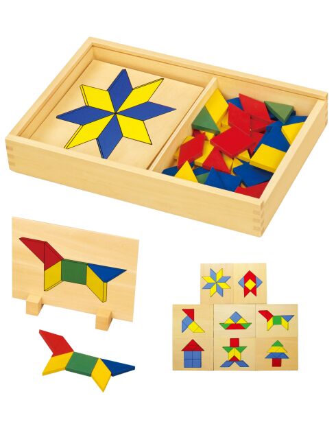 Caja con diseño de mosaico de colores brillantes - 33,3 x 22,2 x 5 cm