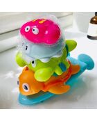 Pyramide 4 animaux marins multicolore - 18 x 19 x 12 cm
