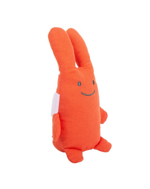 Doudou en coton avec hochet Ange Lapin orange - 18 x 3,5 x 17 cm
