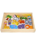 Caja de madera con forma de animales de la jungla para atar, multicolor, 22 x 17 x 3 cm