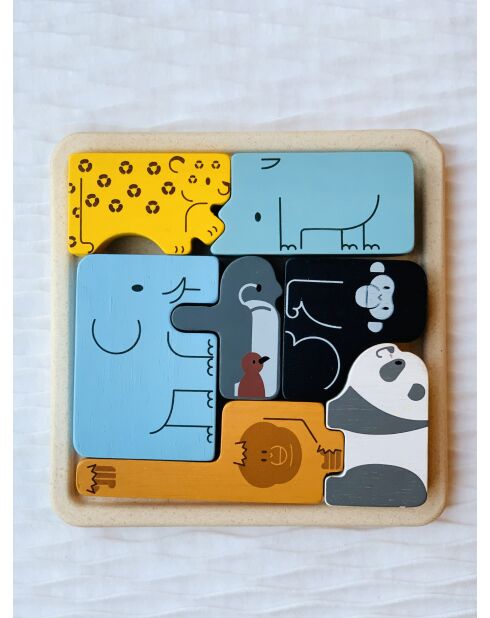 Puzle multicolor de animales 2 en 1, 18,8 x 5,7 x 18,8 cm