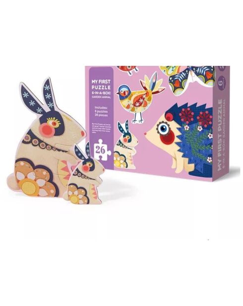 Mi primer rompecabezas de animales de jardín multicolores - 25 x 25 x 5 cm