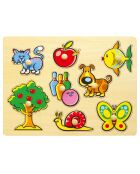 Puzzle in legno multicolore con soggetti familiari - 30 x 22,5 x 1 cm
