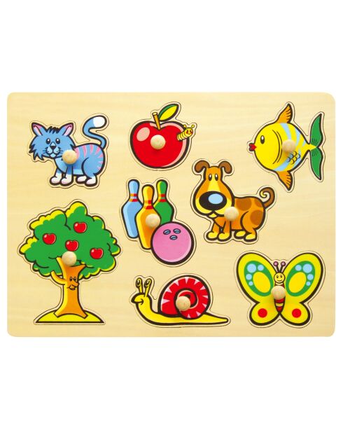Puzle de madera multicolor con temas familiares, 30 x 22,5 x 1 cm