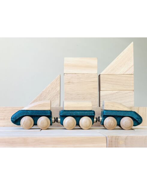 Train à grande vitesse bleu - 20 x 3,7 x 4,7 cm