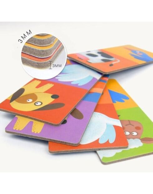 Dominos réversibles Animaux multicolore - 10 x 5 x 0,3 cm