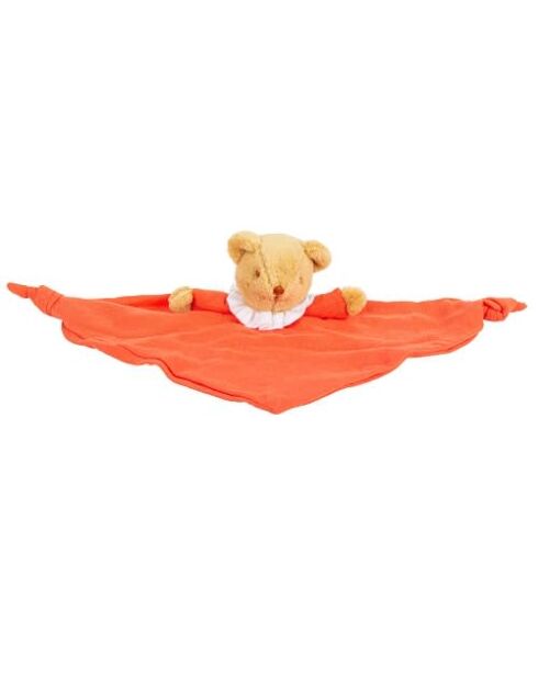 Doudou en coton avec hochet Ours Triangle orange - 19 x 37 x 6 cm