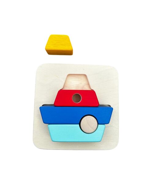 Puzle 3D de madera Barco multicolor - 17 x 17 x 5 cm