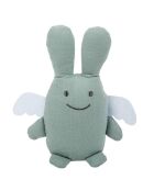 Doudou en coton avec hochet Ange Lapin vert - 18 x 3,5 x 17 cm