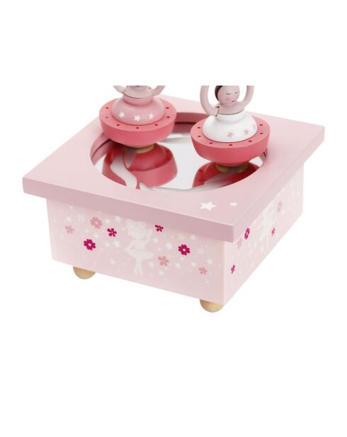 Boite à musique Dancing Ballerine Rose rose - 11,5 x 11,5 x 8,5 cm