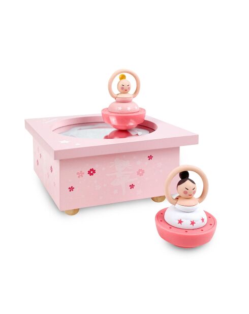 Boite à musique Dancing Ballerine Rose rose - 11,5 x 11,5 x 8,5 cm