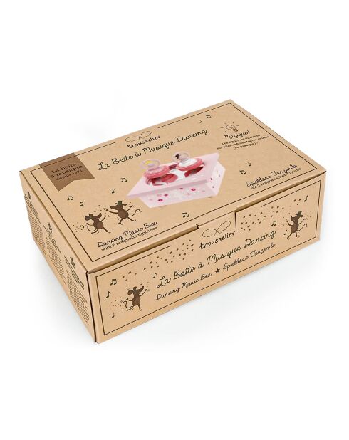 Boite à musique Dancing Ballerine Rose rose - 11,5 x 11,5 x 8,5 cm