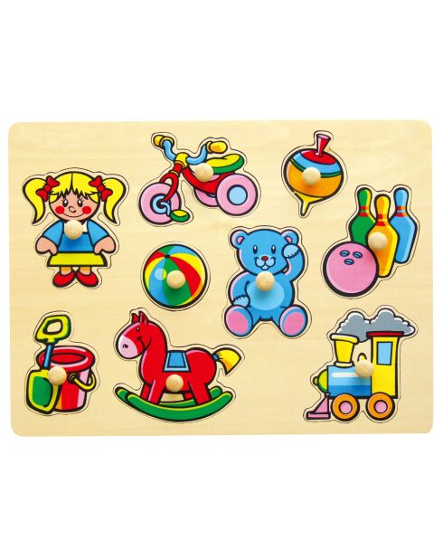 Puzzle con grandi bottoni in legno I giocattoli multicolore - 30 x 22,5 x 1 cm