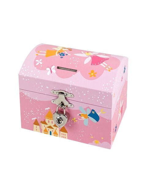 Salvadanaio musicale Pink Princess - 13,5 x 10 x 10,5 cm