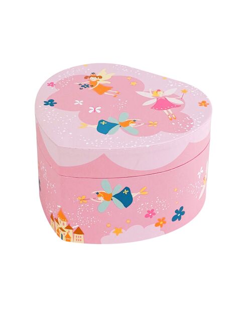 Grand cœur musical Princesse rose - 13,5 x 14,5 x 8,5 cm