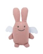 Doudou en coton avec hochet Ange Lapin rose - 18 x 3,5 x 17 cm