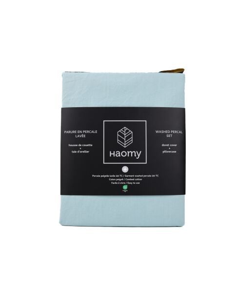 Parure 100% Percale de Coton Venezia bleu céleste