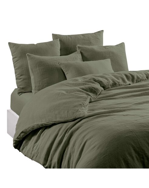 Taie d'oreiller en Lin & Coton Limy kaki - 80x80 cm