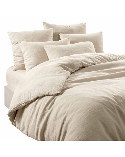 Funda de almohada Limy Natural de lino y algodón, 80 x 80 cm