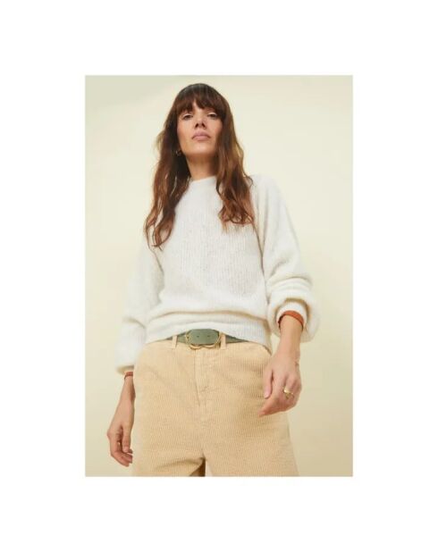 Jersey Noeline de cuello redondo blanco roto