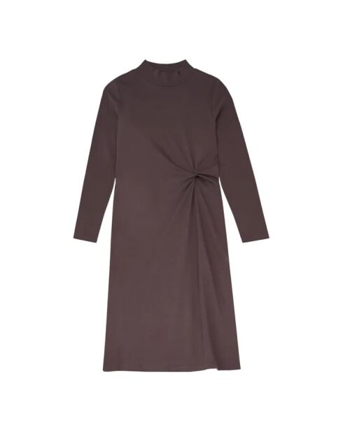 Vestido largo de algodón anudado Calie antracita