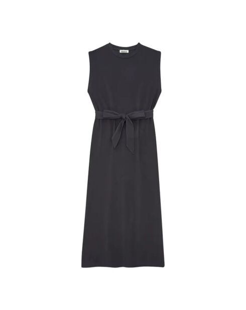Vestido sin mangas negro de algodón Jenny con aberturas
