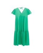 Vastiana grünes Midikleid aus Baumwolle mit Rüschen