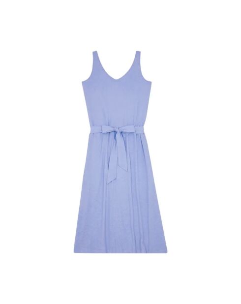 Vestido largo Mia vintage en mezcla de algodón y mezclilla azul