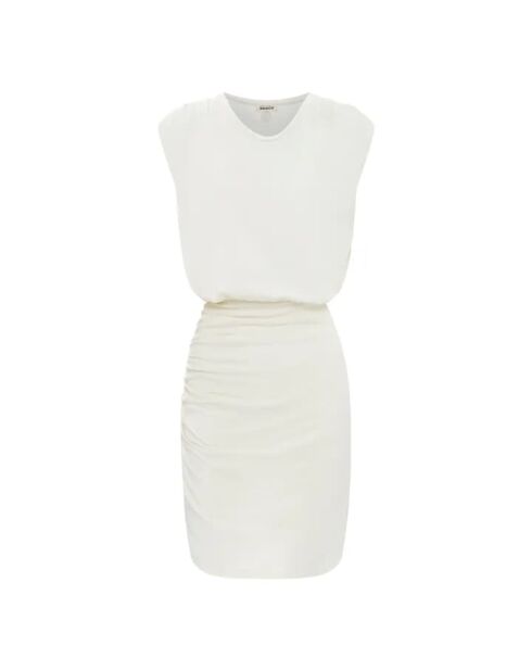 Vestido drapeado de algodón Lena blanquecino