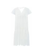 Robe midi à volants en coton Vastiana blanc cassé