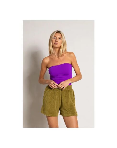 Pantalones cortos de algodón de felpa Alya de color verde oliva