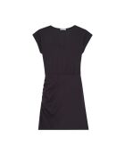 Schwarzes drapiertes Baumwollkleid Lina