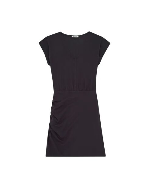 Vestido drapeado de algodón negro Lina