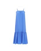 Abito midi Valissa in cotone blu con spalline sottili