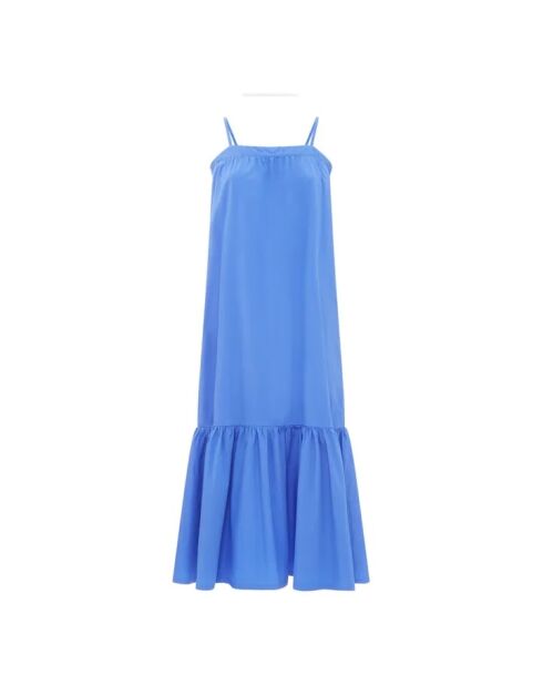 Vestido midi de algodón Valissa azul con tirantes finos