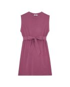 Pflaumenfarbenes Gürtelkleid Romy aus Baumwolle