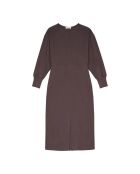 Robe longue manches en coton Suzie gris anthracite