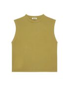 T-shirt senza maniche Tania in cotone verde oliva