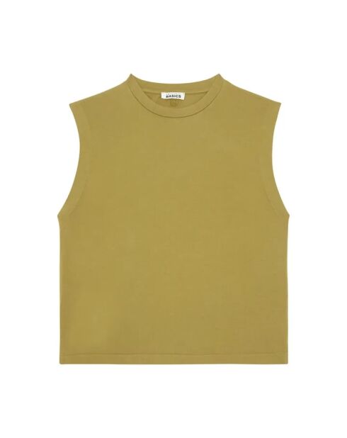 Camiseta sin mangas de algodón Tania verde oliva