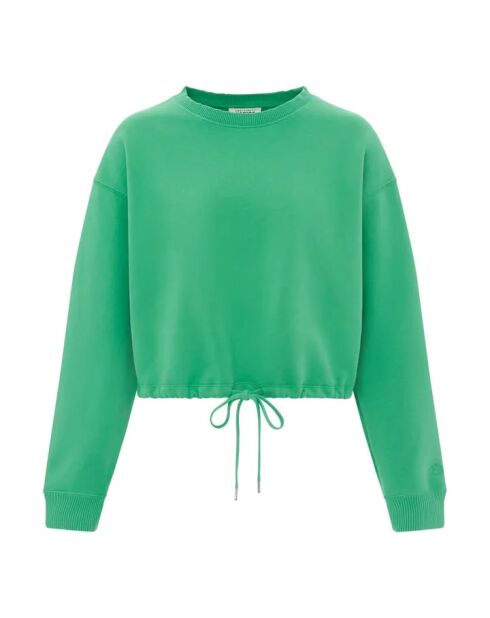 Sudadera Lou de algodón verde rubor con cuello redondo