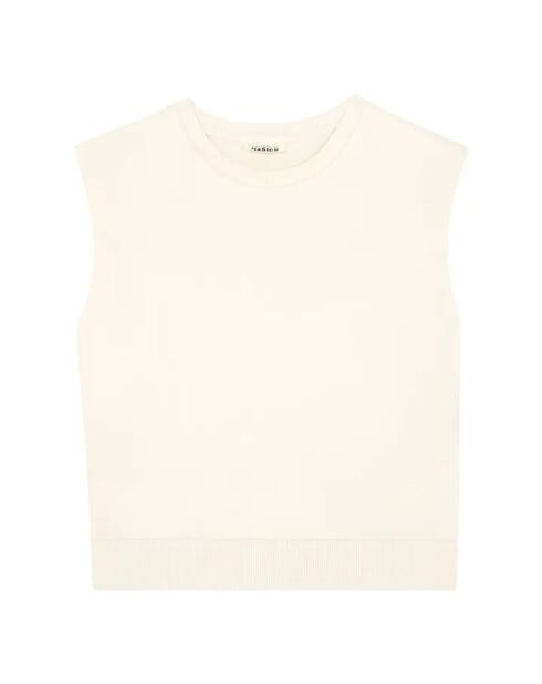 Jersey sin mangas Lyana de algodón blanco roto