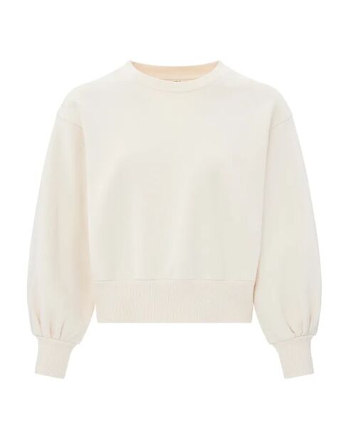 Sudadera con cuello redondo de algodón Eva en color blanco roto